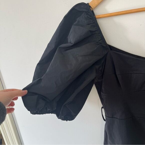 Zara Black Puff Sleeve Fitted Sweetheart Neckline Mini Dress - Picture 6 of 15